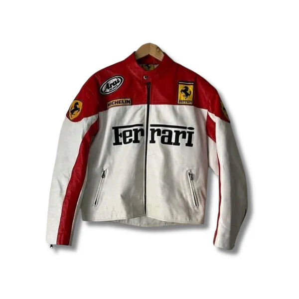 Ferrari Leather Jacket - Red-White