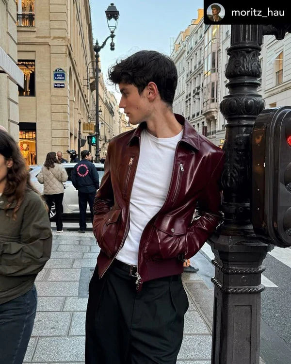 Leather Jacket - Maroon