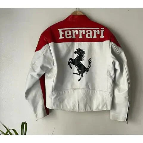 Ferrari Leather Jacket - Red-White